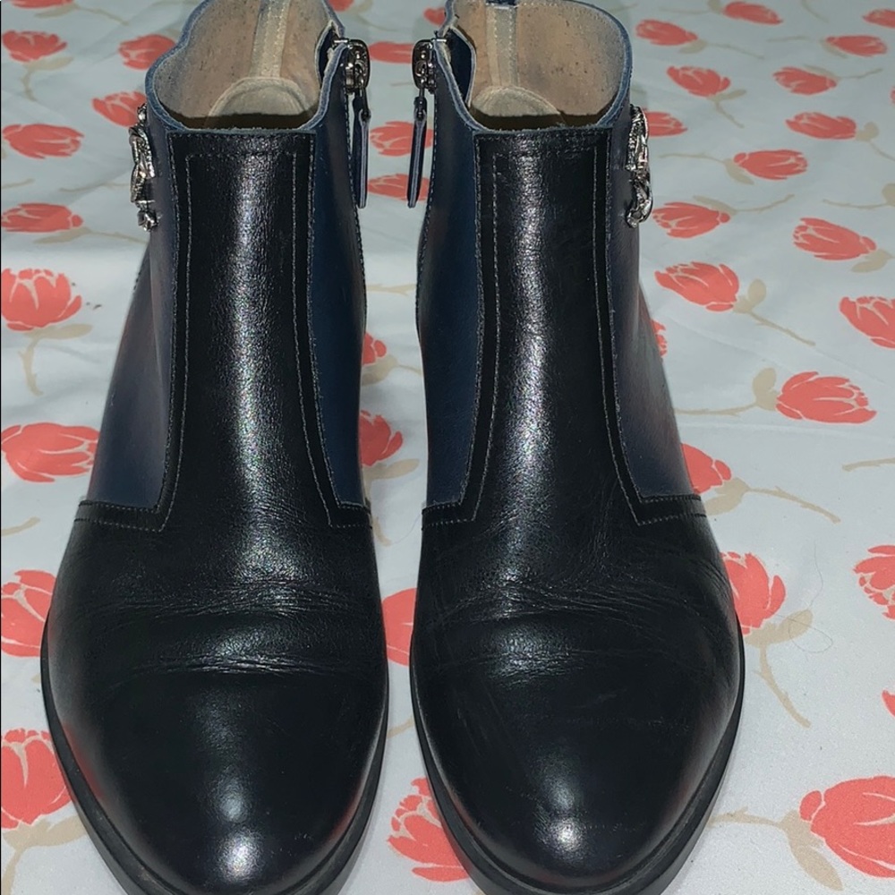 Black and navy Chanel ankle boots/ booties